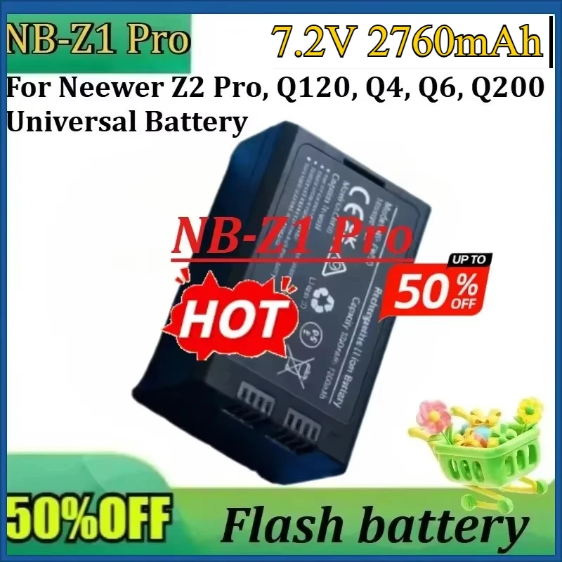 For Neewer Z2 Pro, Q120, Q4, Q6, Q200 7.2V 2760mAh High-Capacity Universal Battery New NB-Z1 Pro Replacement Flash Battery