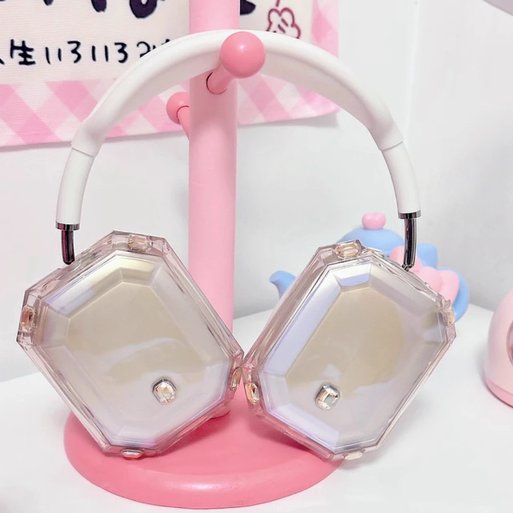 AirPods Max 케이스 Y2K 골드 다이아몬드가 박힌 헤드폰 케이스 Airpods Max 복제 헤드셋 커버 액세서리 용 장식 케이스