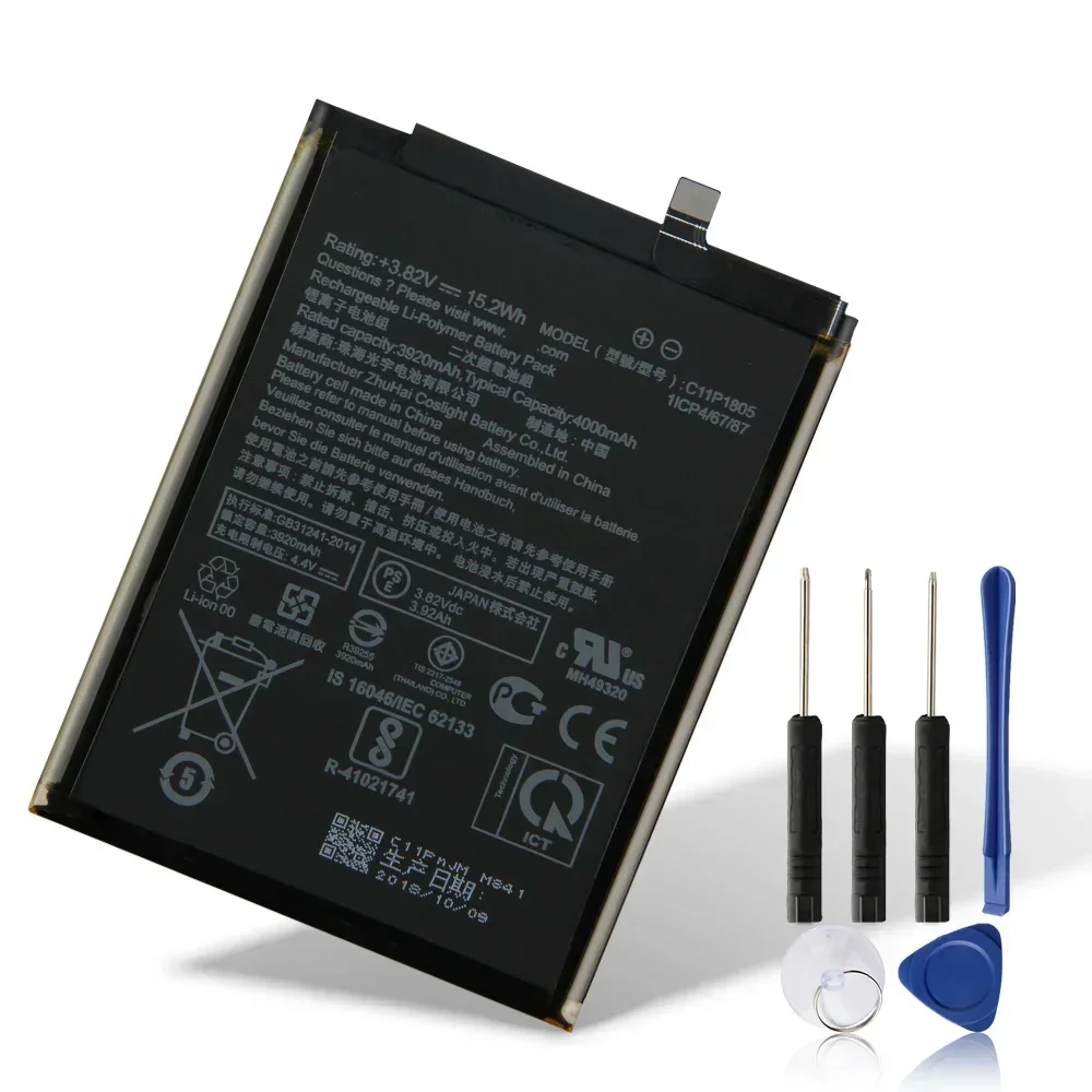 Replacement Battery C11P1805 For ASUS ZenFone Max M2 ZB633KL Phone Battery Quality Batteries With Tool 4000mAh