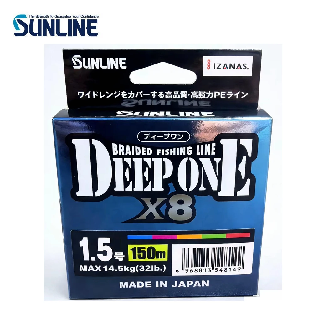 

2025 100% Оригинальная рыболовная леска SUNLINE DEEP ONE X8 PE 150м/200м/300м # 0.6- # Японская рыболовная леска 8 14LB-110LB, новинка 2025 года