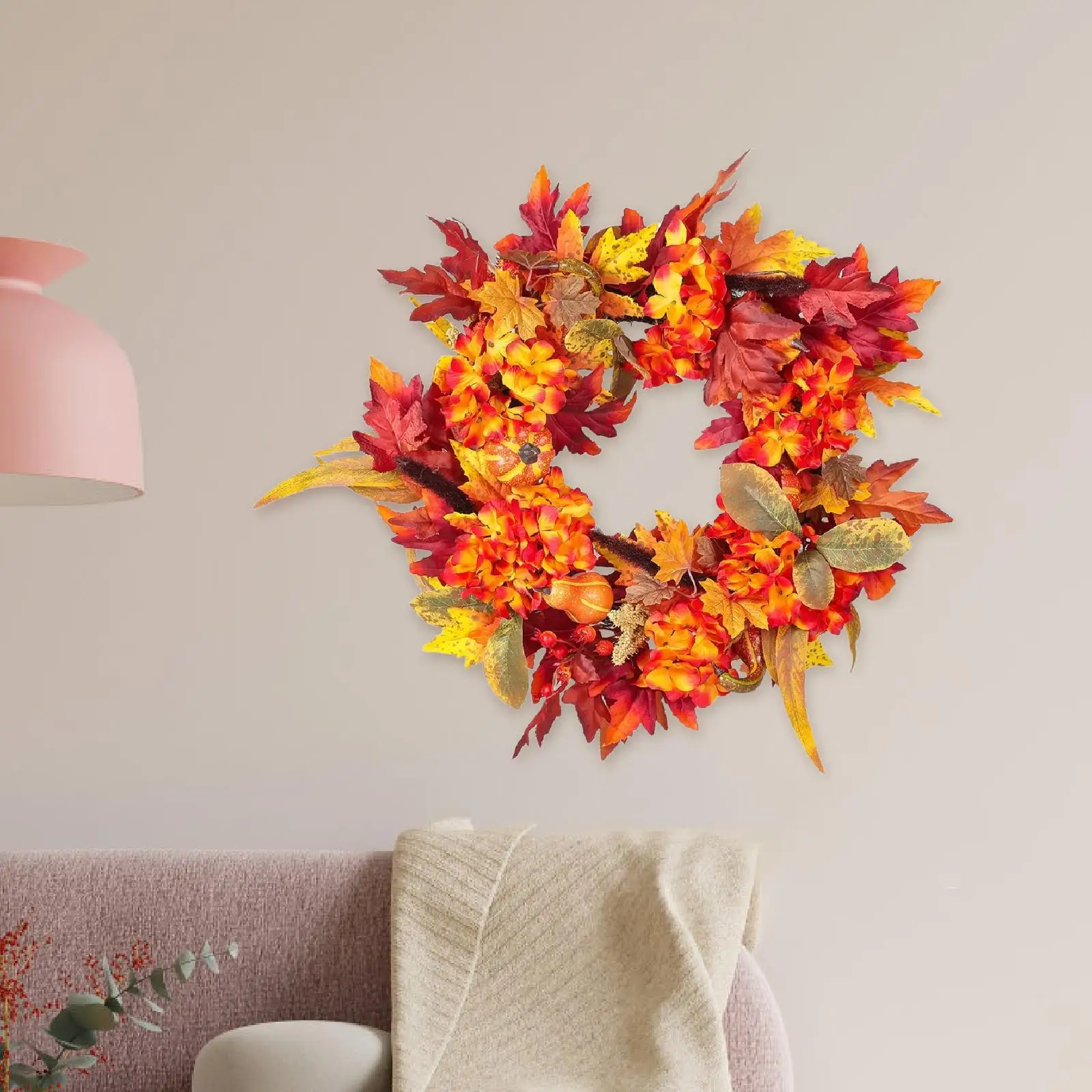 

Fall Wreath Autumn Wreath Versatile Garland Realistic 18 inch Fall Decor for Wall Harvest Festival Front Door Party Porch