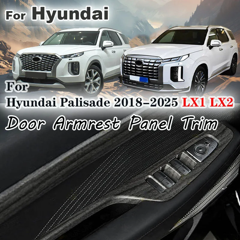 

For Hyundai Palisade 2018 2019 2021 2022 2024 2025 Car Door Glass lift armrest panel Trim Decorative frame sticker Accessories