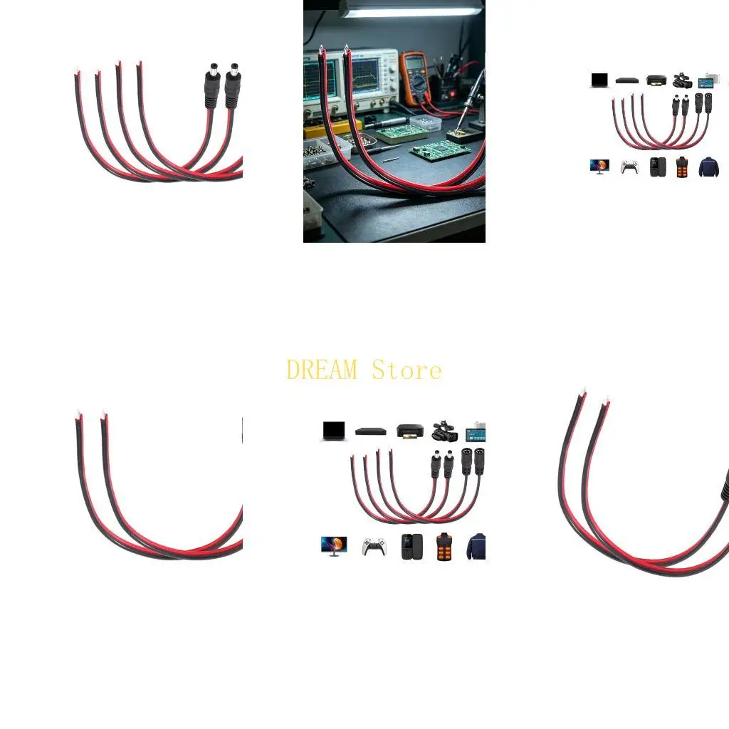 DC5521 Power Pigtail Cable, Connector to Bare Ends, 20 A for 1-36 V Direct Electrical Wiring and Repair Tasks, 2 Piece Best Sale