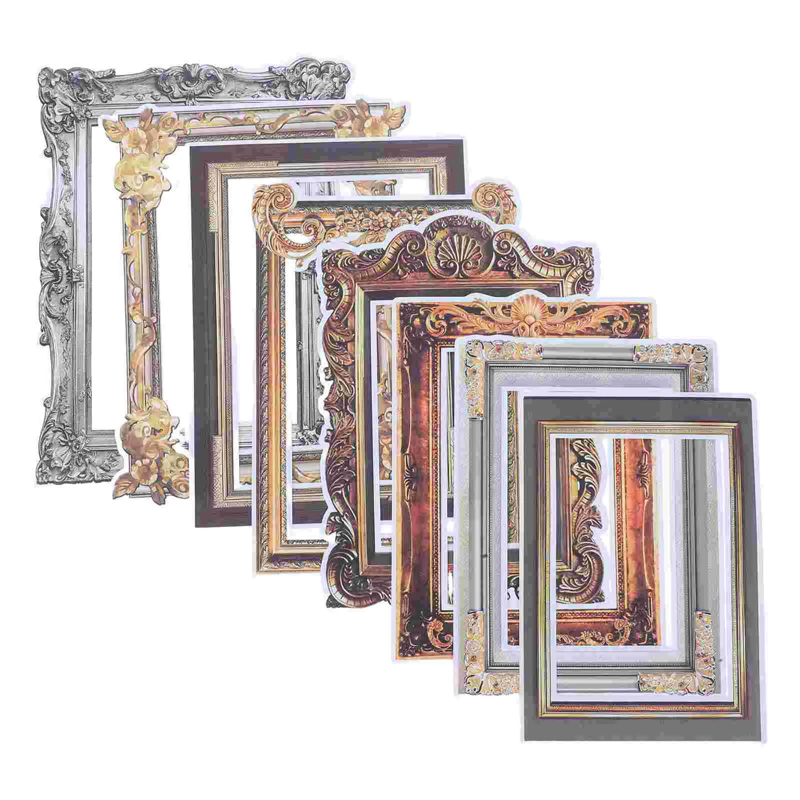 

8 Pcs Retro Photo Frame Stickers and Poster Picture Frames Wall Decor for Vintage Posters Collage Pvc &