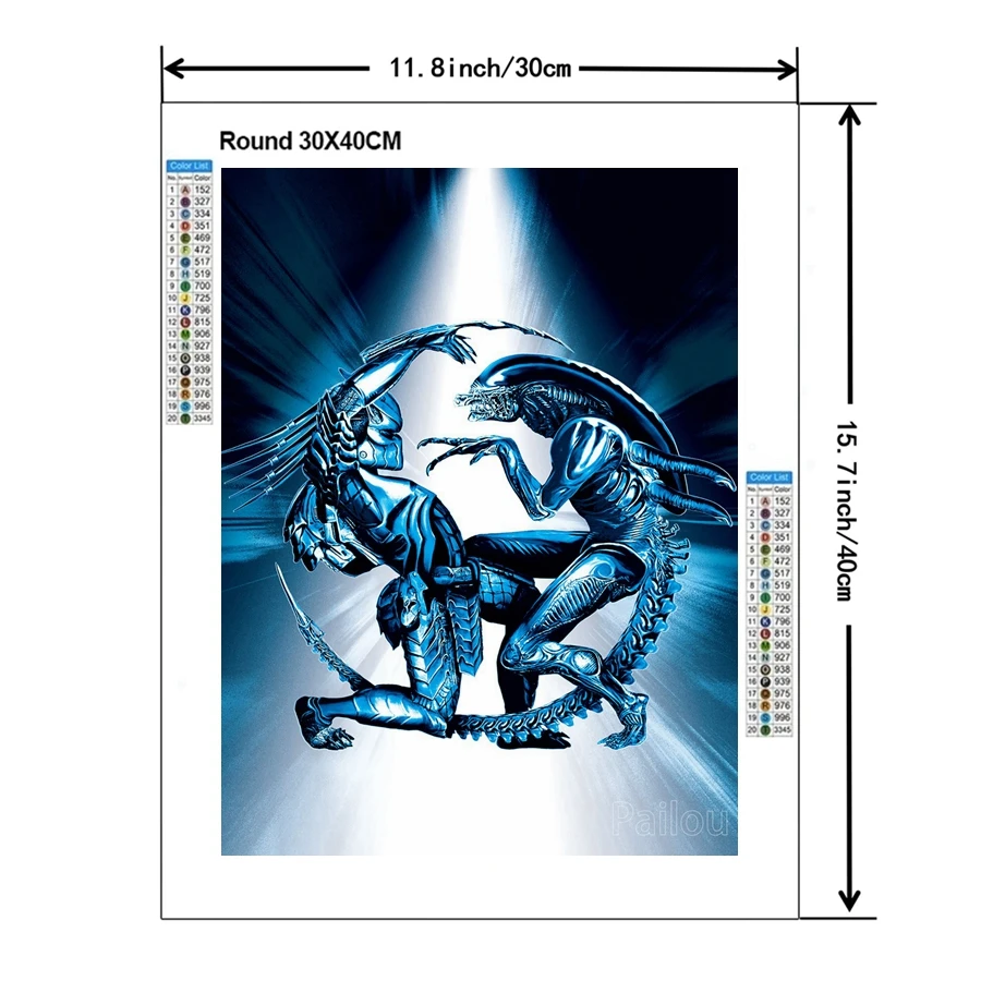 Sci Fi Movie Predator Diamond Painting Full Drills Cross Stitch Arnold Character Photo Mosaic Kits Handwork Wall Art Decor