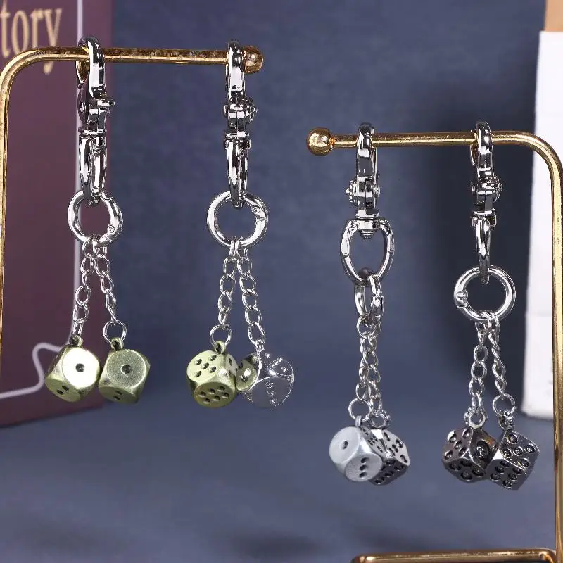 1PC Vintage Metal Dice Key chain Handbag Bag Pendant For Cars Wear Matching Accessories Purse Charm Pedant keychain