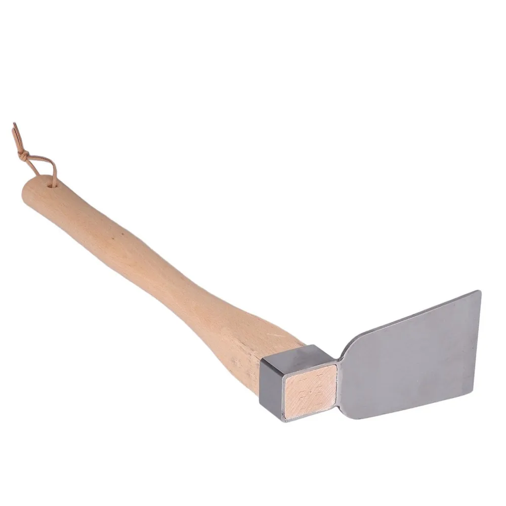 Durable Stainless Steel Grubbing Hoe Silver Wooden Handle Garden Hoe Detachable Mini Grub Hoe