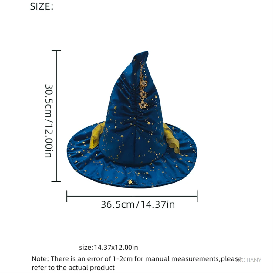 Sombrero de bruja de Halloween, sombrero de juego de rol, colgante de estrella con lazo amarillo, sombrero de bruja hecho a mano, regalo de fiesta, accesorios de disfraz de bruja de vacaciones 2025