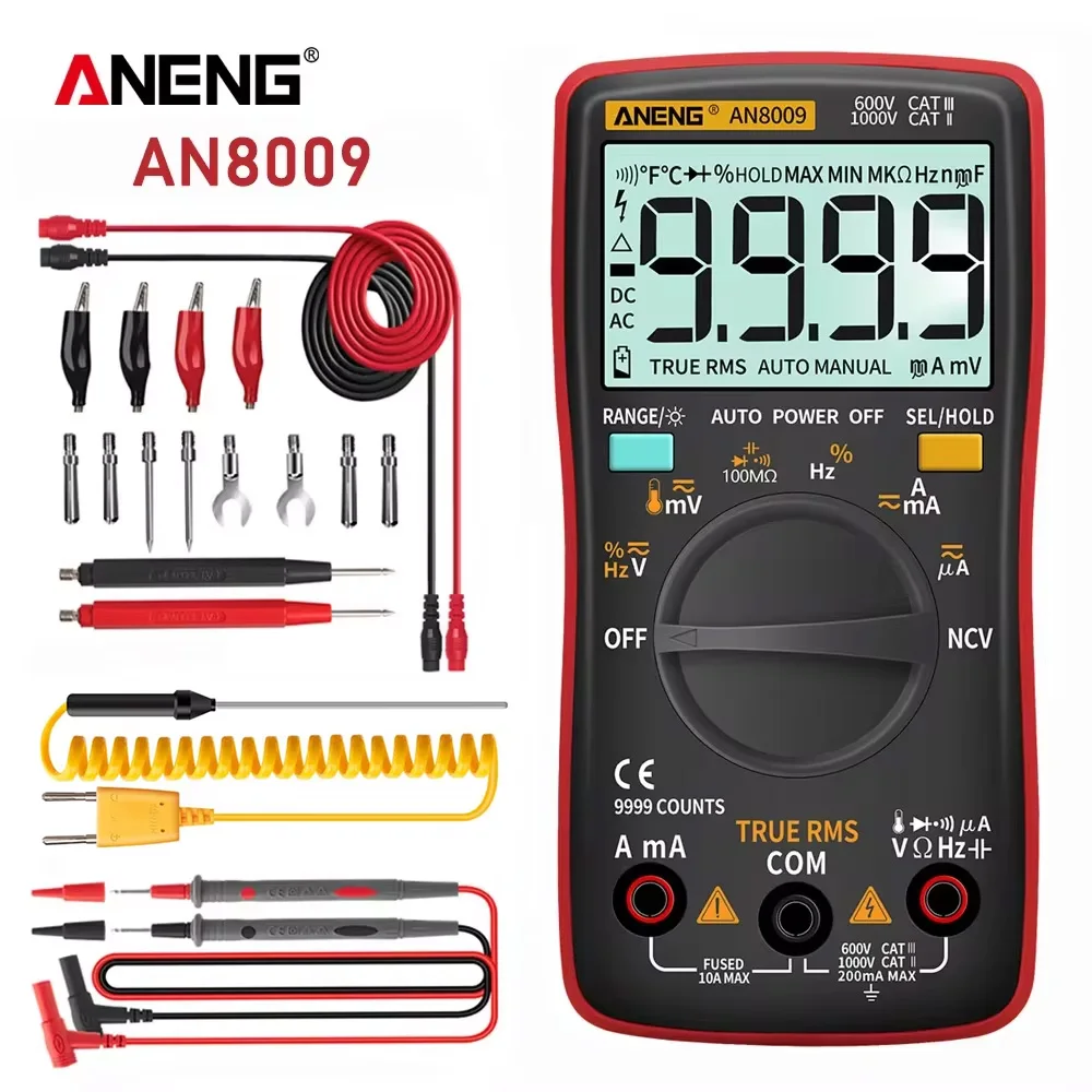 ANENG AN8009 Digital Multimeter AC DC Voltage Current Capacitance Resistance Temp Diode Continuity Tester Electrical Repair Tool