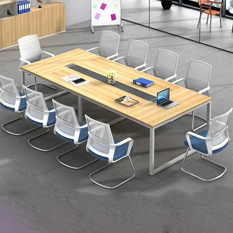 Conference Table 8/10/6 People Meeting Room Meeting Chair Steel Frame Small Simple Strip Training Table 2/4 m 3.2