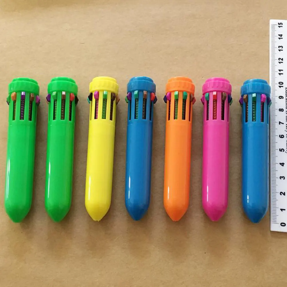 12Pcs 10 in 1 Multicolor Ballpoint Pens Retractable Smooth Writing Pens Ideal for Office School Note Taking Ball-Point Pen