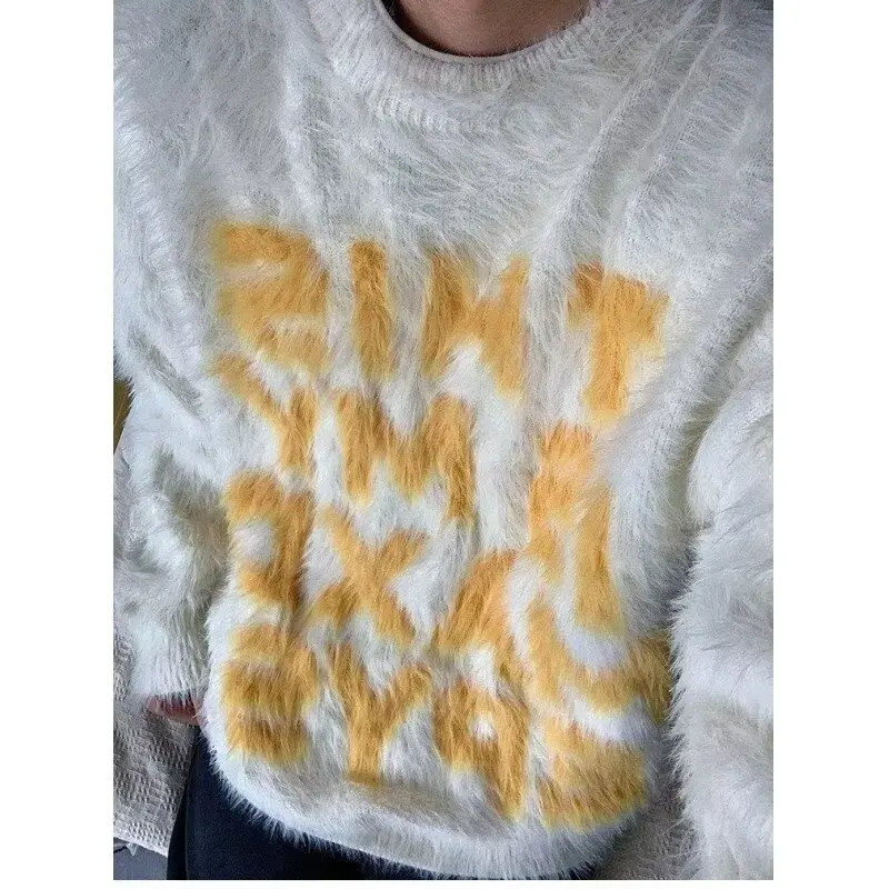 

Autumn Winter Large Size 250 Pou Mink Sweater Lazy High-End Outerwear Men's Mid-Length Loose Knitted irt