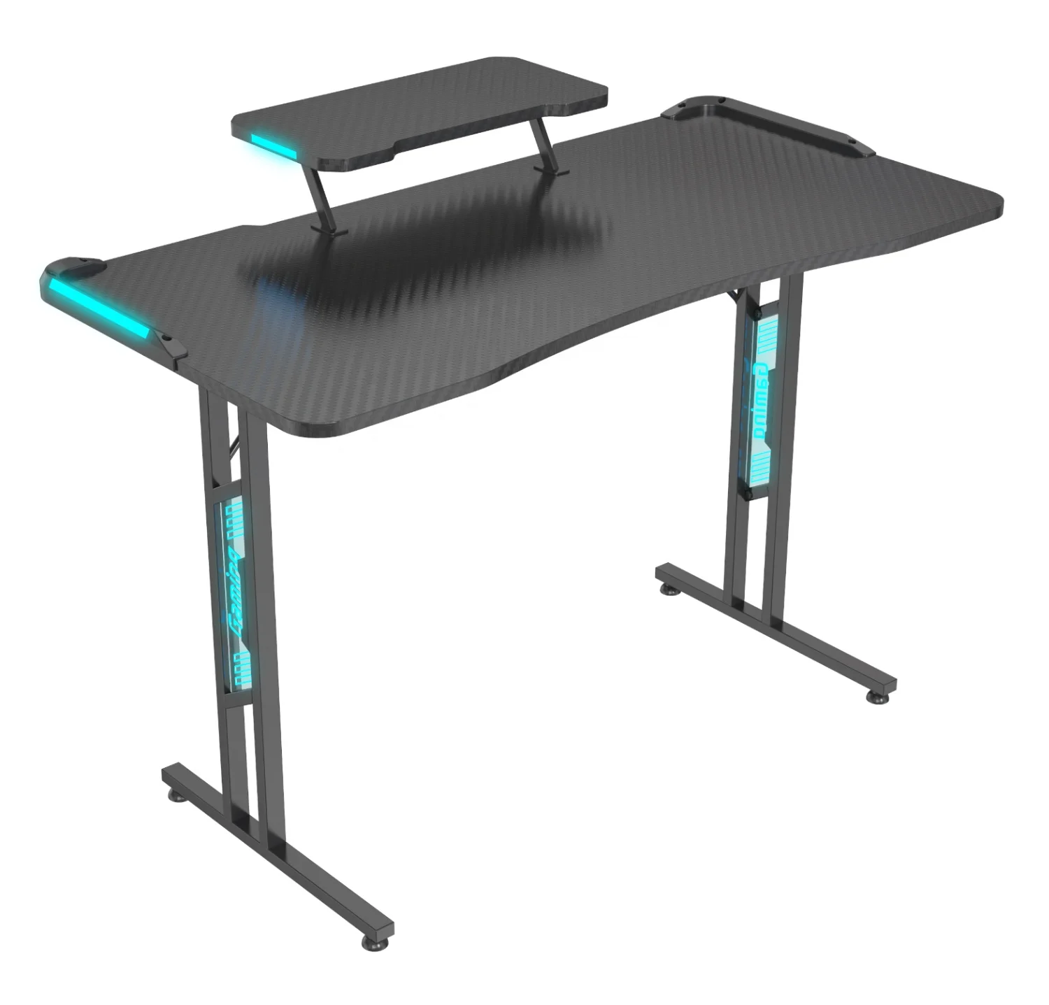 

Factory Wholesale Modern Black PC RGB Gaming Desk Office Home Furniture High Quality New Design Double Deck Gaming Table