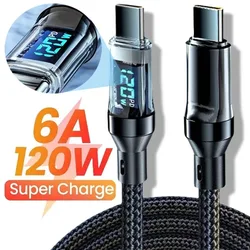120W Dual USB C Digital Display Cable PD Fast Charging USB Type C To Type-C Cable for iPhone 16 Pro Max Plus Xiaomi Macbook iPad