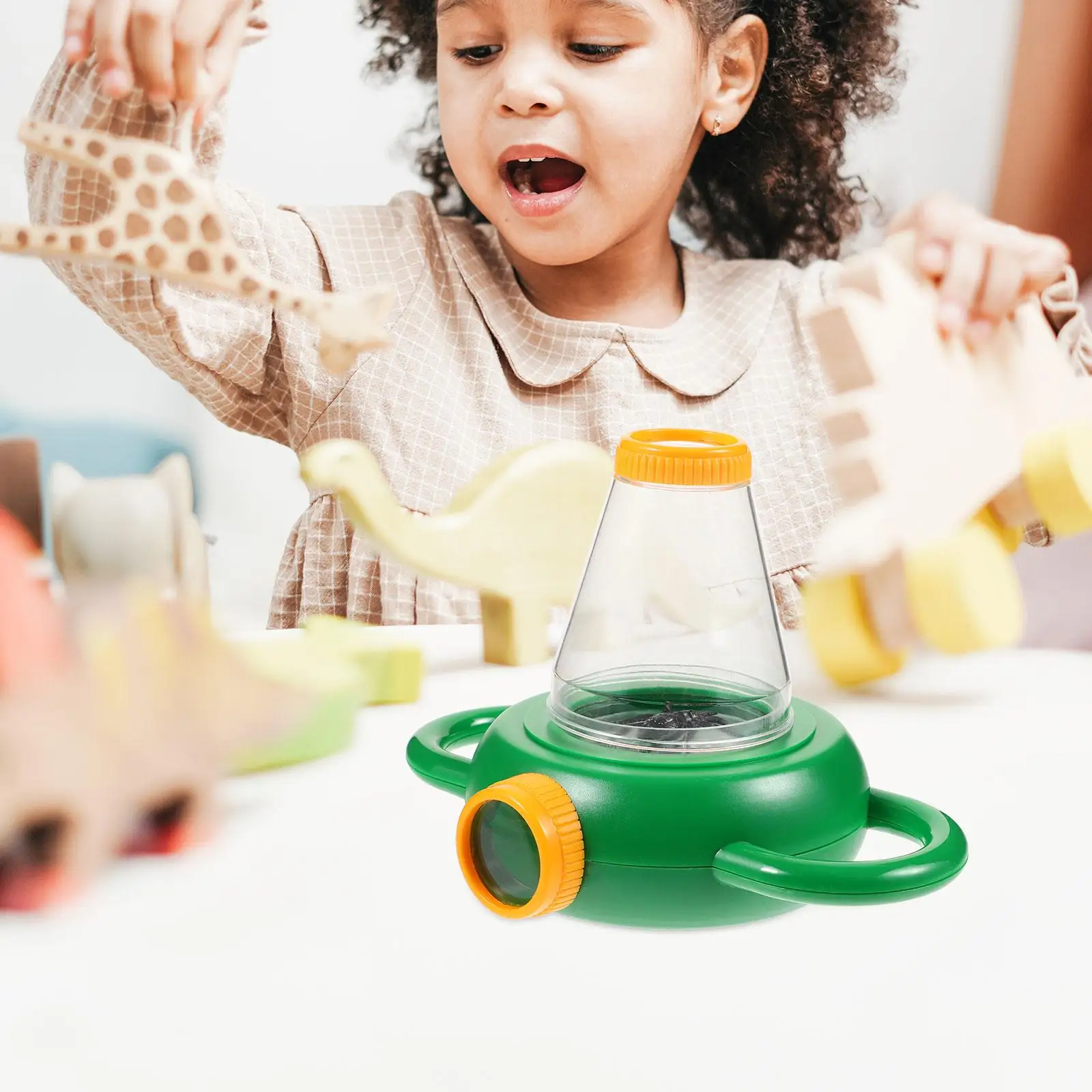 2 ชิ้นแมลง Observation กล่องชีววิทยาแว่นขยายของเล่นเด็กสีเขียวแว่นขยายอิเล็กทรอนิกส์เด็ก Viewer แมลง Explorer