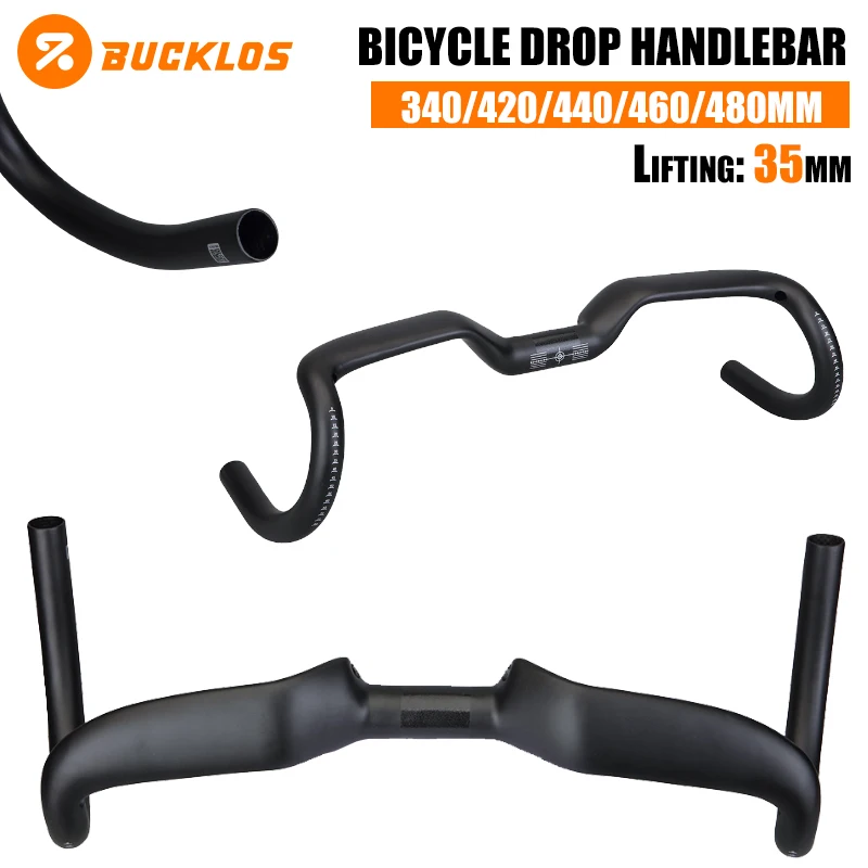 

BUCKLOS 31.8mm Bicycle Carbon Fiber Handlebar Road Bike Racing Drop Handlebar 35mm Lifting Bicycle Drop Bar 440/460/480/500mm