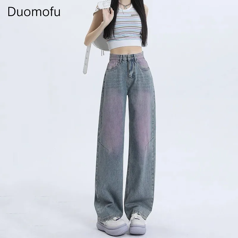 

Duomofu American Street Vintage Basic Straight Women Jeans Summer Chic High Waist Slim Simple Casual Fashion Loose Female Jeans