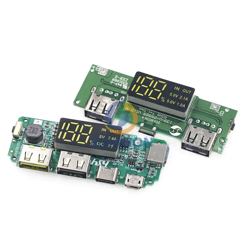 LED Dual USB 5V 2.4A Micro/Type-C USB Mobile Power Bank 18650 Charging Module Lithium Battery Charger Board Circuit Protection