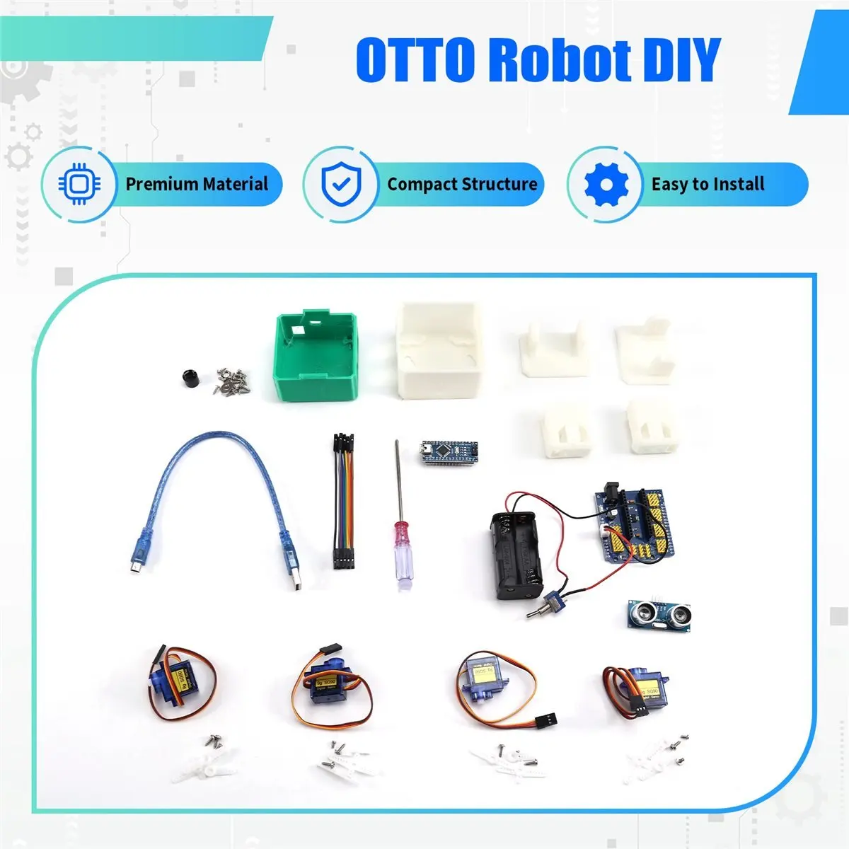 Robot Ultrasonic Obstacle Avoidance Humanized Playmate Builder for Robot Entry DIY Kit Programmable Robot