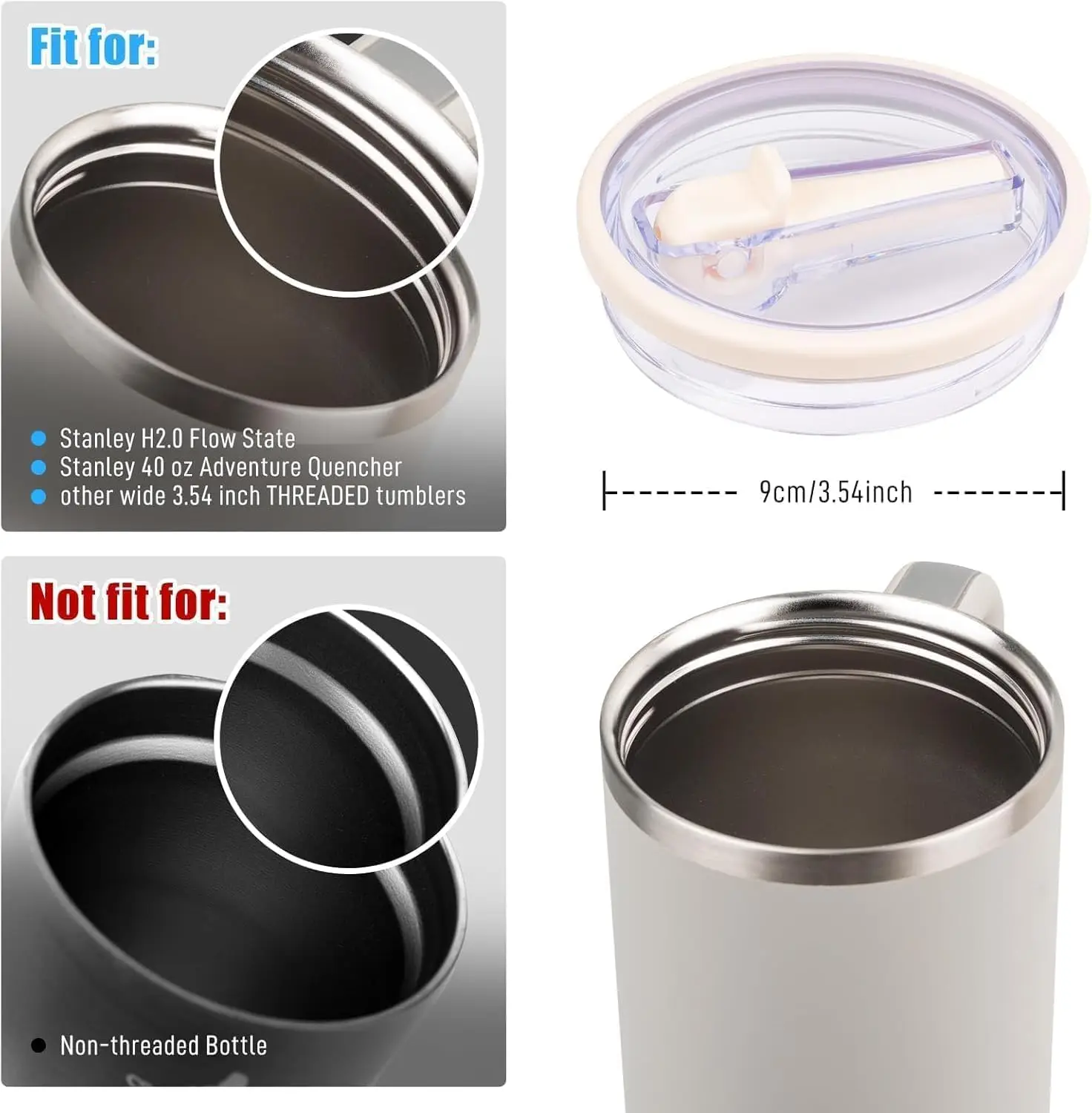 1/2Pcs 40oz Tumbler Flip Straw Lid for Stanley Quencher Spill Proof Splash Resistant Tumbler Lids Reusable Replacement Straw Cap