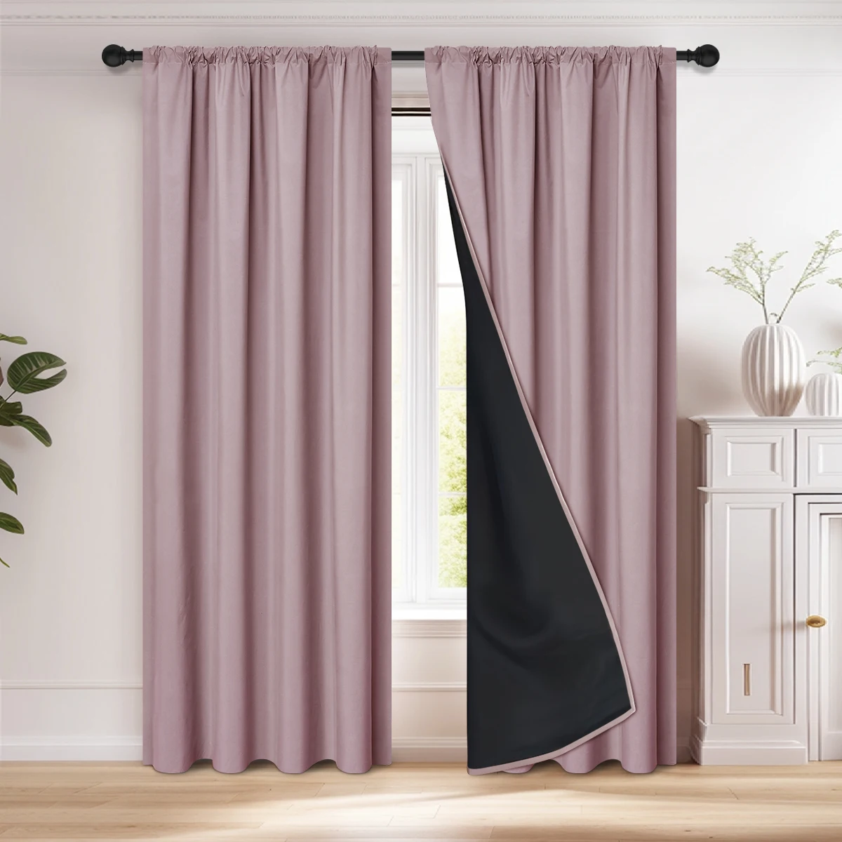 1PC solid color 100% blackout curtain, suitable for decorating and beautifying living rooms and bedrooms