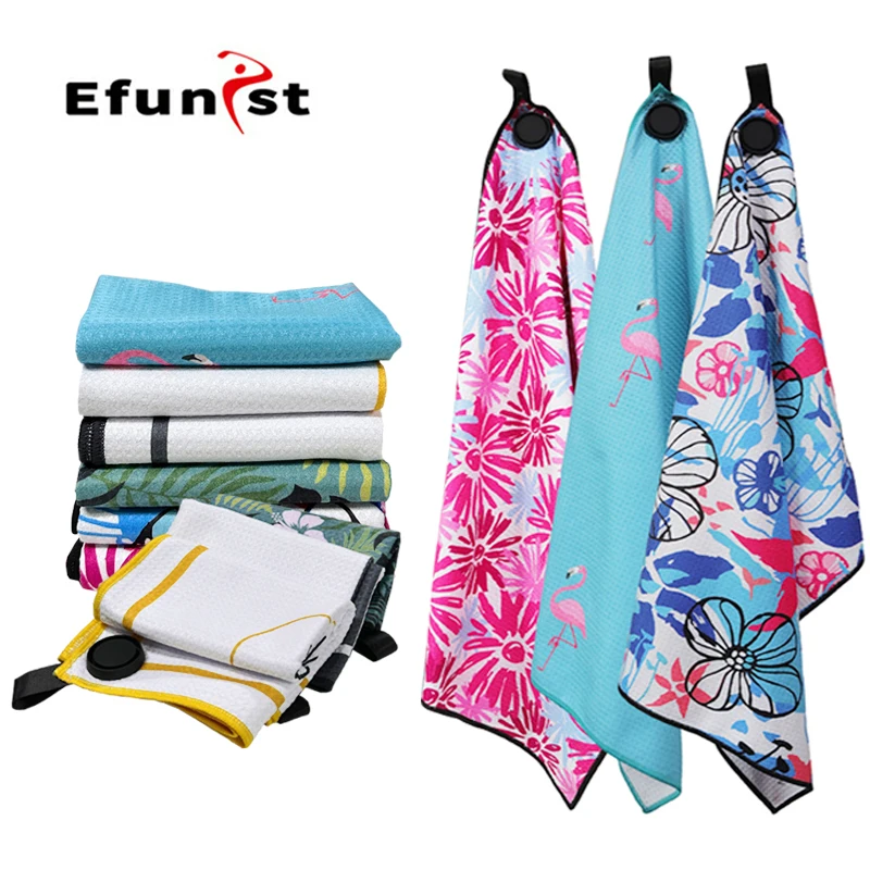 Golf Towel Magnetic 40x60 CM Golf Ball Towel Custom Logo Waffle Pattern Cleaning Towel Microfiber Soft Enduring Quick-Dry Towel