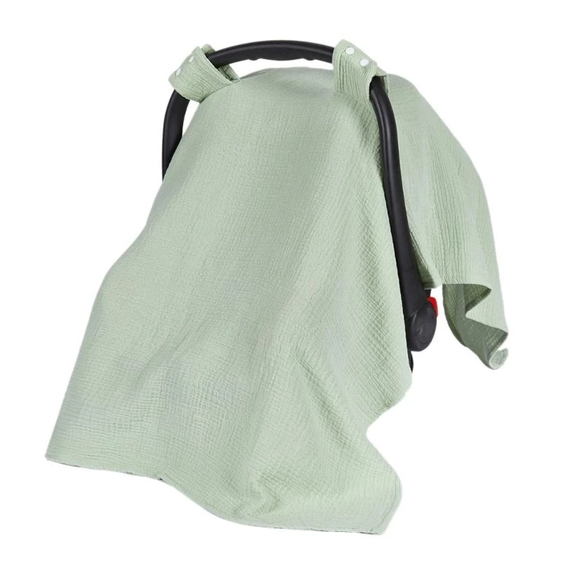 J15U Baby Car Canopy Cover Breathable Nursing Cover Cotton Carseat Cover