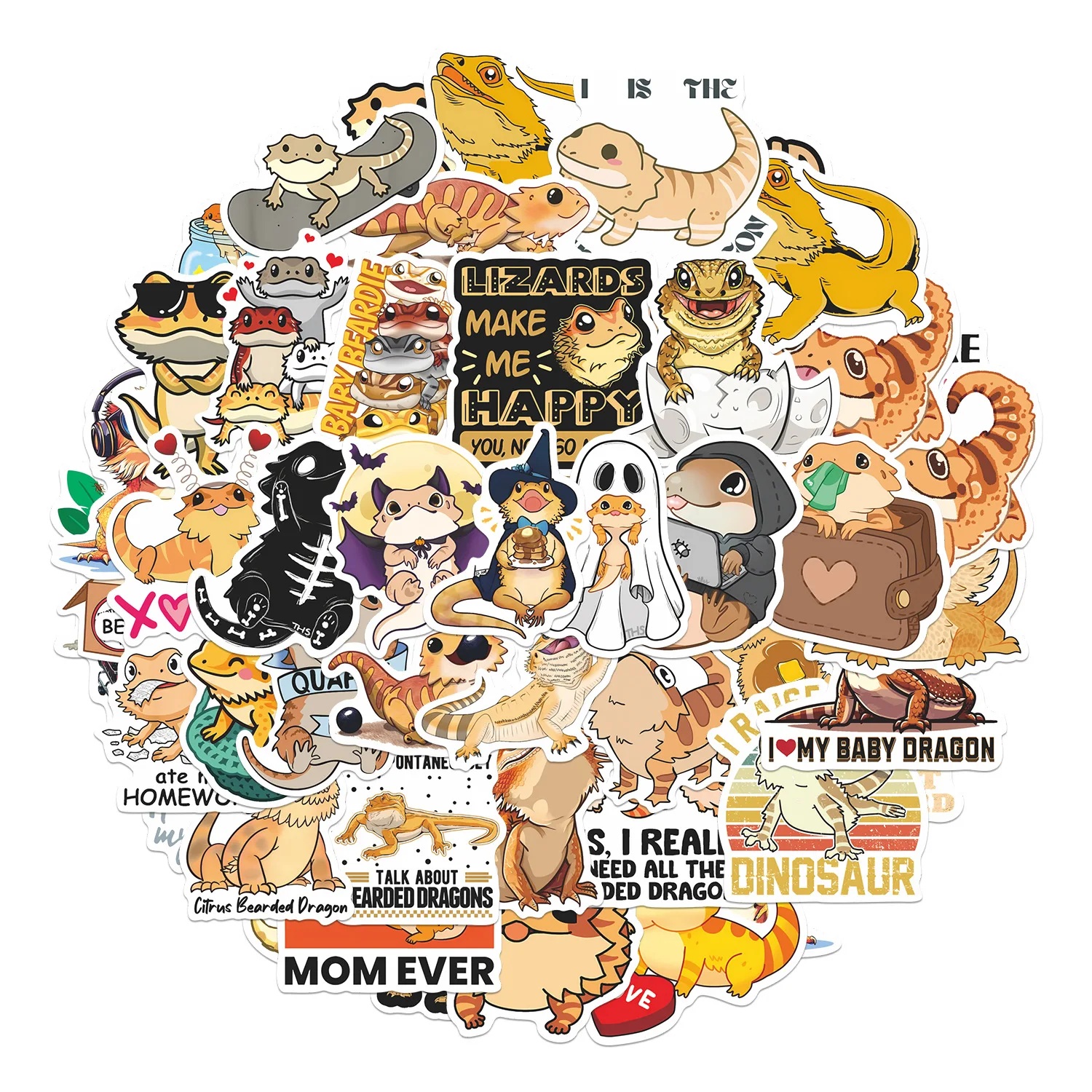 50 Uds pegatinas de dragón barbudo pegatinas DIY Scrapbooking teléfono equipaje monopatín calcomanías impermeables