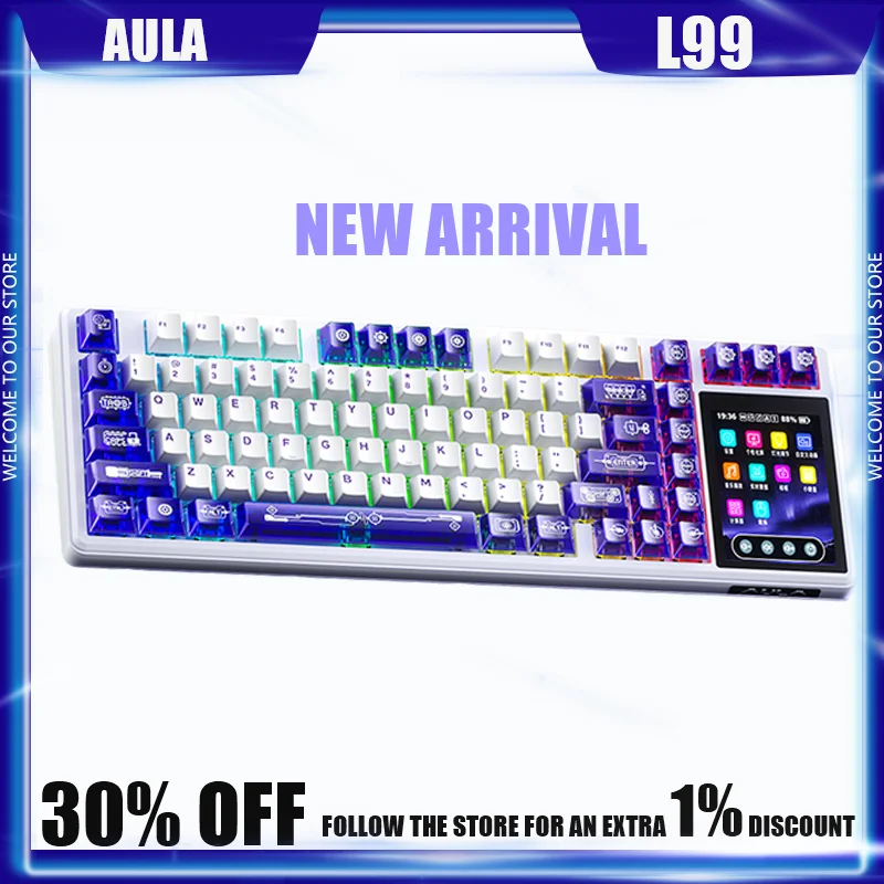 

Aula L99 Mechanical Keyboard Wireless Tri Mode E-sports Gaming Customized RGB Backlit Hot-Swappable Keyboard for PC Gift