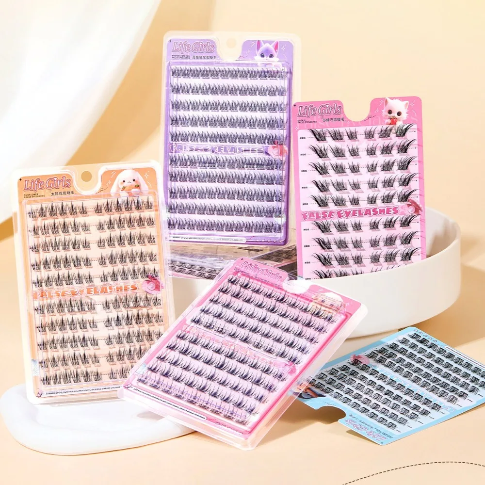 

Segmented Individual Eyelashes Oblique Winged Large Capacity L Curl False Eyelashes Sunflower Camellia Long Lasting