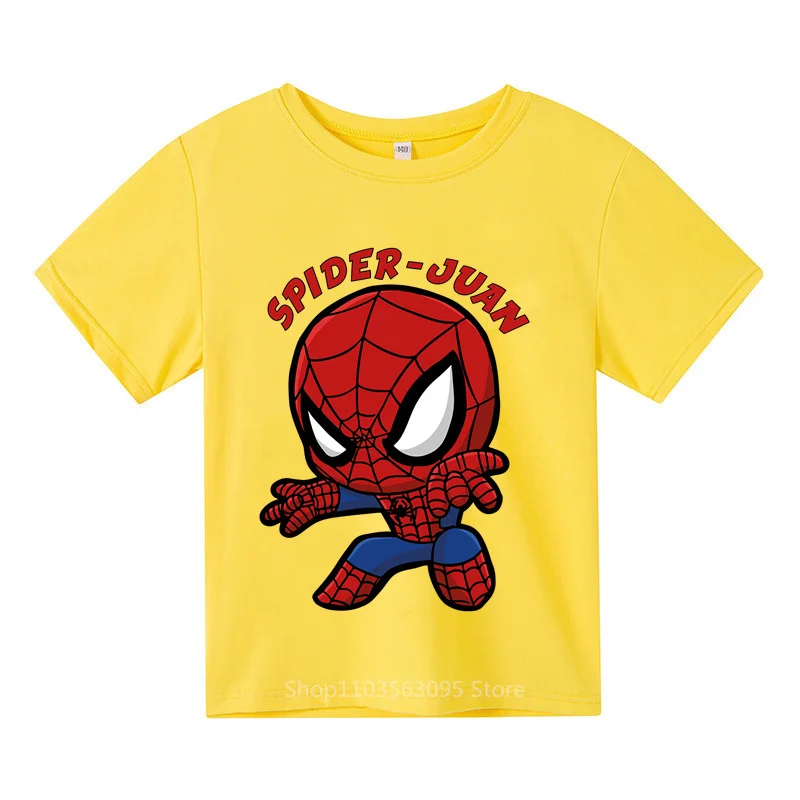 Marvel Spider-Man Cartoon Print T-shirt Summer New Arrival Boys Girls Cotton Casual Stylish Kids Short Sleeve Top