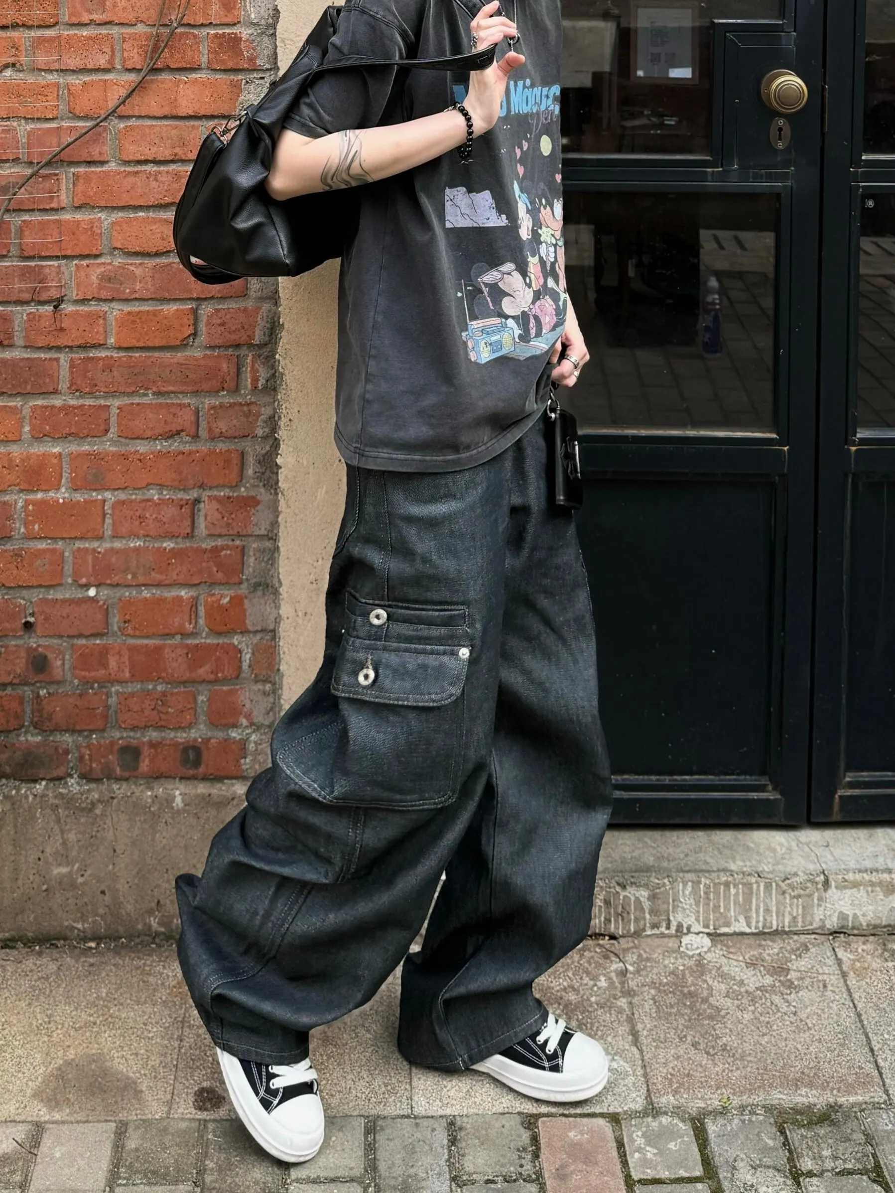 American Retro Street Style Men's Jeans Multiple Pockets Straight Leg Casual Trousers Loose Fit Summer New Arrivals