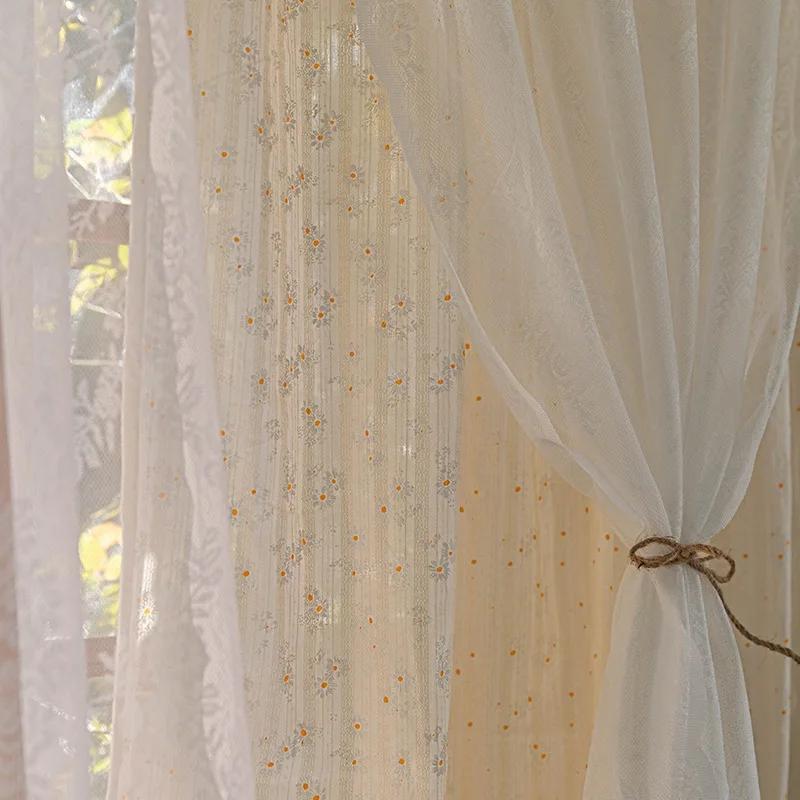 Floral Blackout Cotton Fabric Soft Curtain for Bedroom Living Room Small Window Short Curtains Farmhouse Vintage Cafe Decor