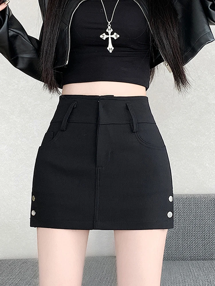 Women autumn and winter retro sexy elastic hip hugging A-line short skirt design sense side slit A-line workwear skirt