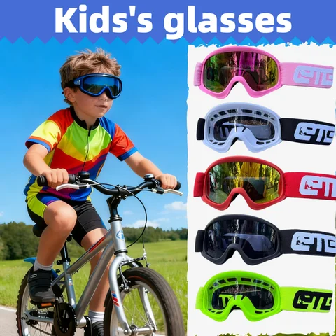 Children's bicycle glasses and motorcycle helmet glasses, suitable for skiing, skating, windproof, and children aged 3 to 12
