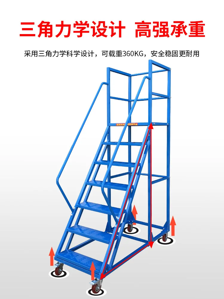 Mobile climbing car with brake wheels, ladder supermarket, cargo elevator, warehouse shelf, tally, garage platform, climbing lad