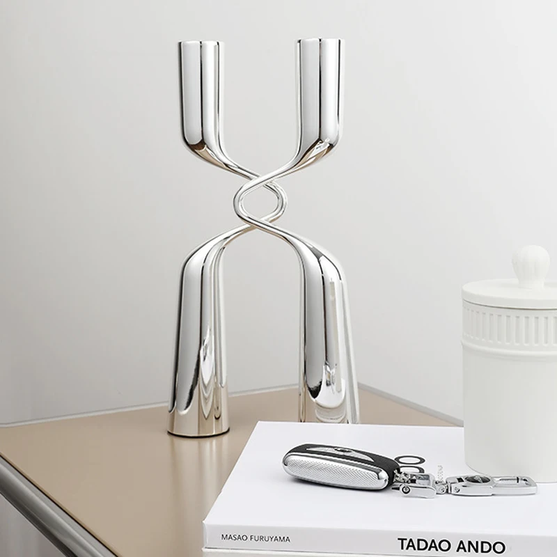 H Shaped Candle Holder Stainless Steel Candelabra Metal Luxury Double Headed Center Table Living Room Home Decoration Gift Ideas