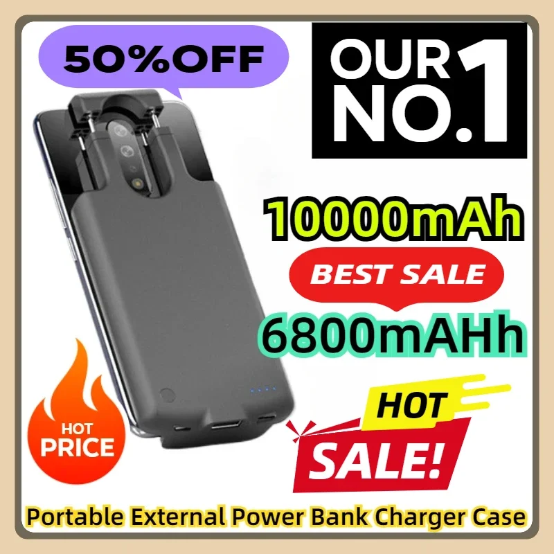 

For IPhone 12 13 Pro Samsung S23 Portable External Power Bank Charger Case for Xiaomi Huawei6800/10000mAh Battery Charger Case