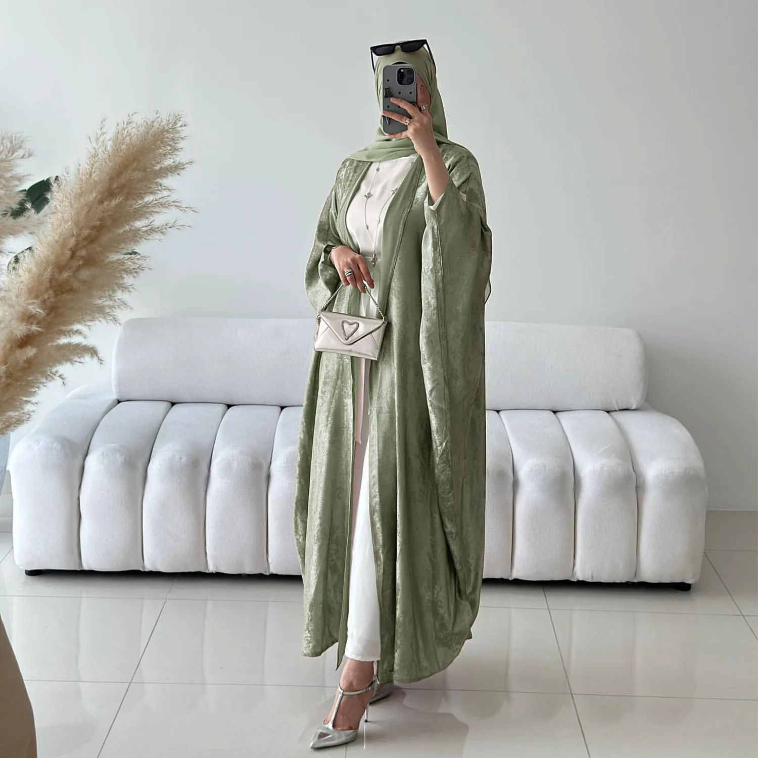 عباية عادية مفتوحة كيمونو قماش برونزي عبايات إسلامية للنساء دبي فساتين تركية أفريقية قفطان رداء ملابس إسلامية متواضعة