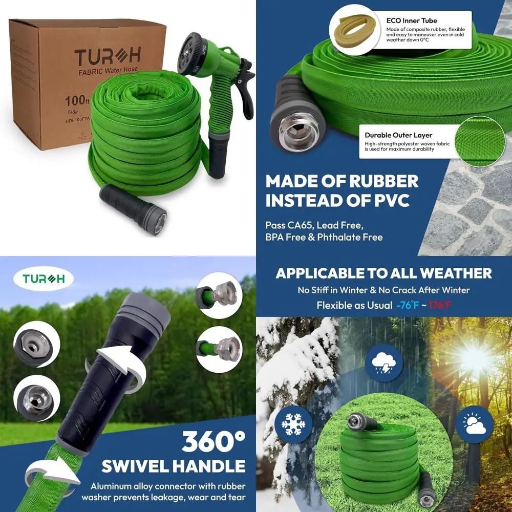

Durable 100FT Flexible Lightweight Anti-Kink Garden Hose with Non-Toxic Spray Nozzle for Heavy Duty Use
