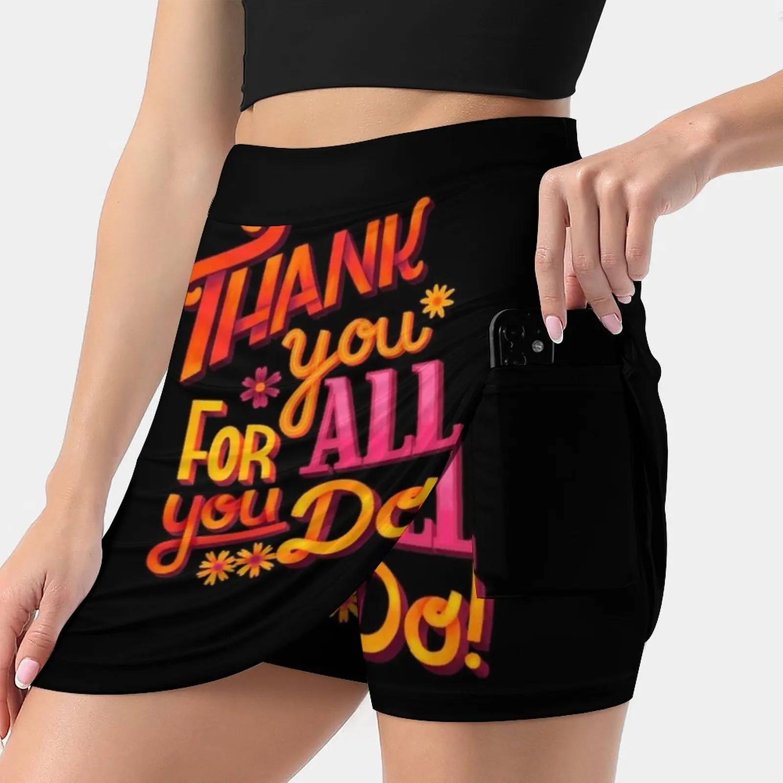 Thank You! Women's skirt With Pocket Vintage Skirt Printing A Line Skirts Summer Clothes Thank You Gratitude Love Family Friends