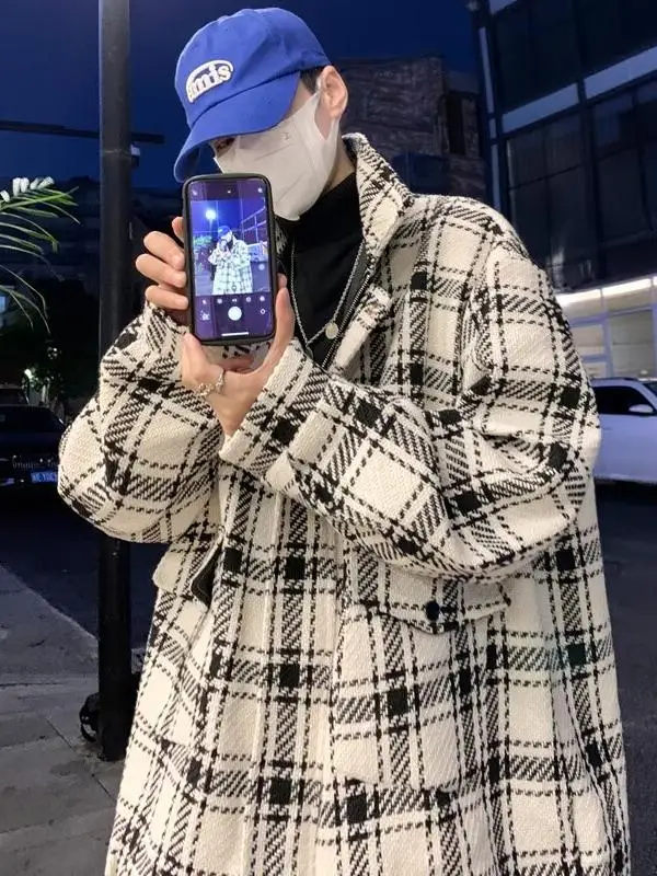 

Men's Plaid Jaet Spring Autumn Sle Youth Trendy Clothing 2025 New Fall Plaid irt Jaet Loose Fit Color Splicing Proc