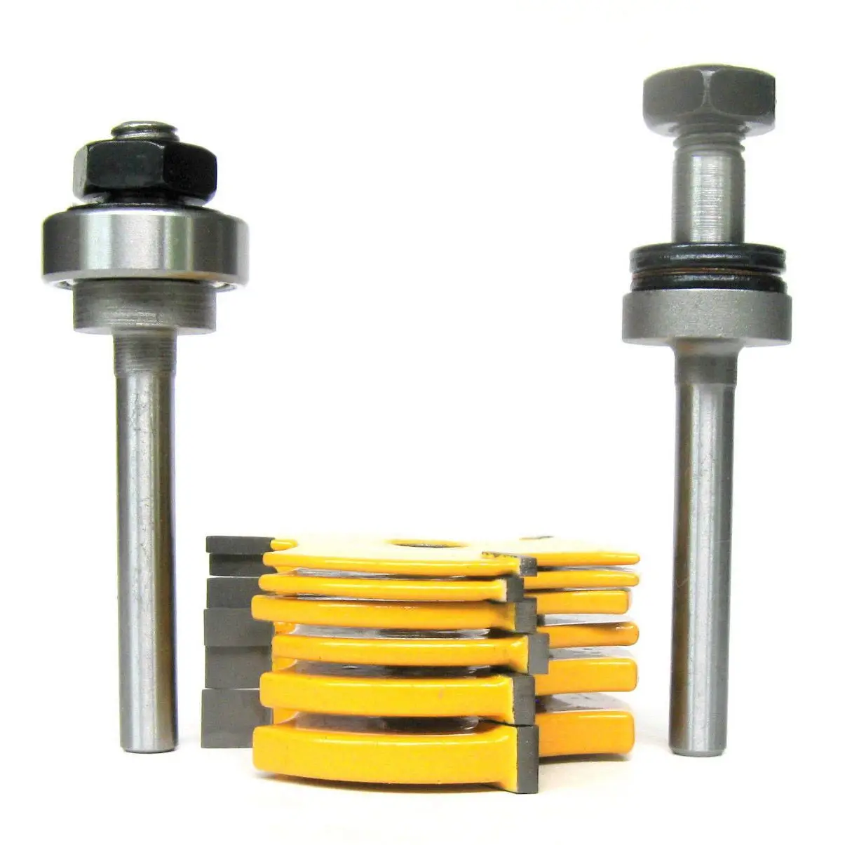 ABJI-8Pc 1/4Inch Shank Slot ,Assembly 6 Cutters & 2 Arbors Router Bit Set