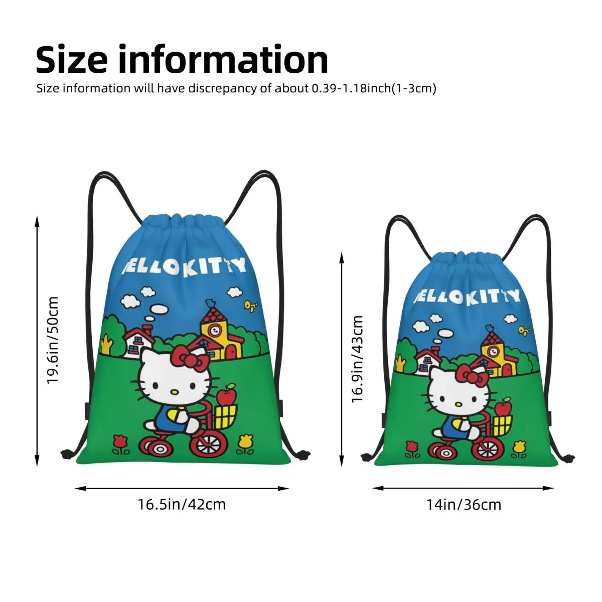 Cartoon Cute Hello Kitty Drawstring Bags Sports Backpack Gym Sackpack HelloKitty String Bag for Running