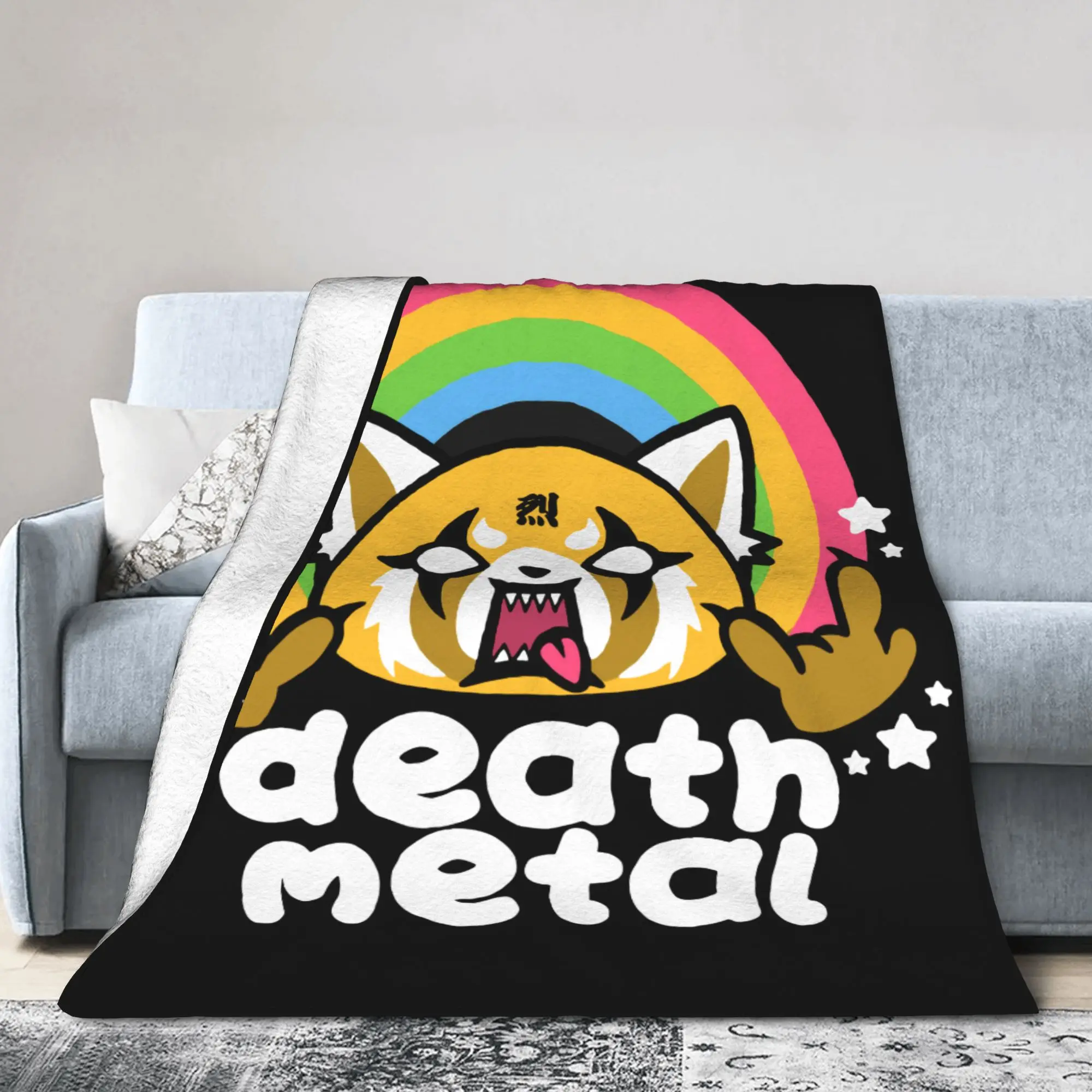 Death Metal Aggretsuko Retsuko Blankets Flannel Summer Air Conditioning Multifunction Soft Throw Blanket for Bedding Couch Quilt