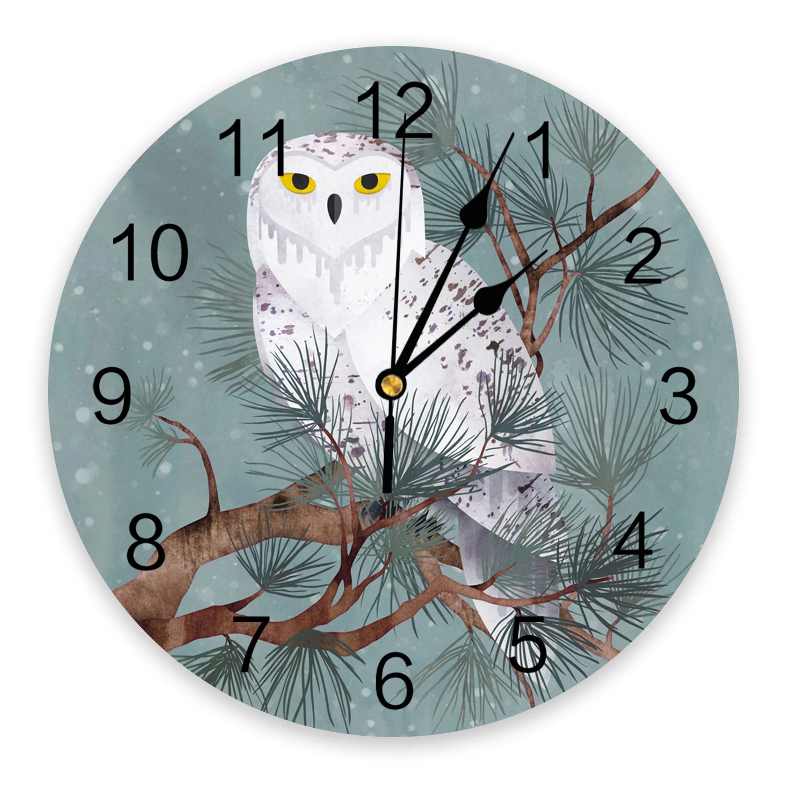 Owl Snowy PVC Wall Clock Living Room Decoration Wall Clock Modern Design Home Decore Wall Digital Clock