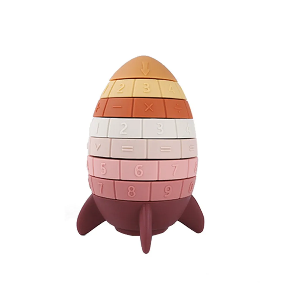 Ferrule Rocket Stacking Toy Montessori Toy Rotating Rainbow Revolving Ring Tower Early Education Rainbow Tower