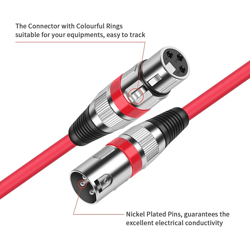 XLR Cable 3 Pin Balanced XLR Male to Female Microphone Cable Noise Cancelling Mic Speaker Cable for Power Amplifier