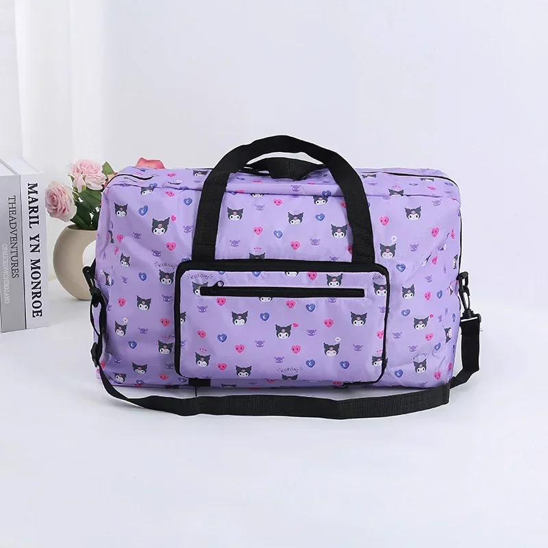 Sanrio hello kitty messenger bag cartoon new cinnamon foldable luggage bag handbag big travel shoulder bag can hang luggage