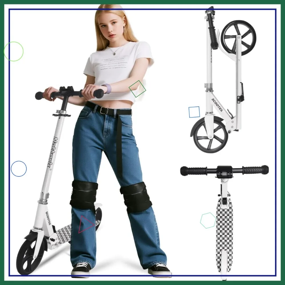 

Foldable Kick Scooter for Kids 6+, Teens & Adults - 220LB Max, Adjustable Height, Lightweight